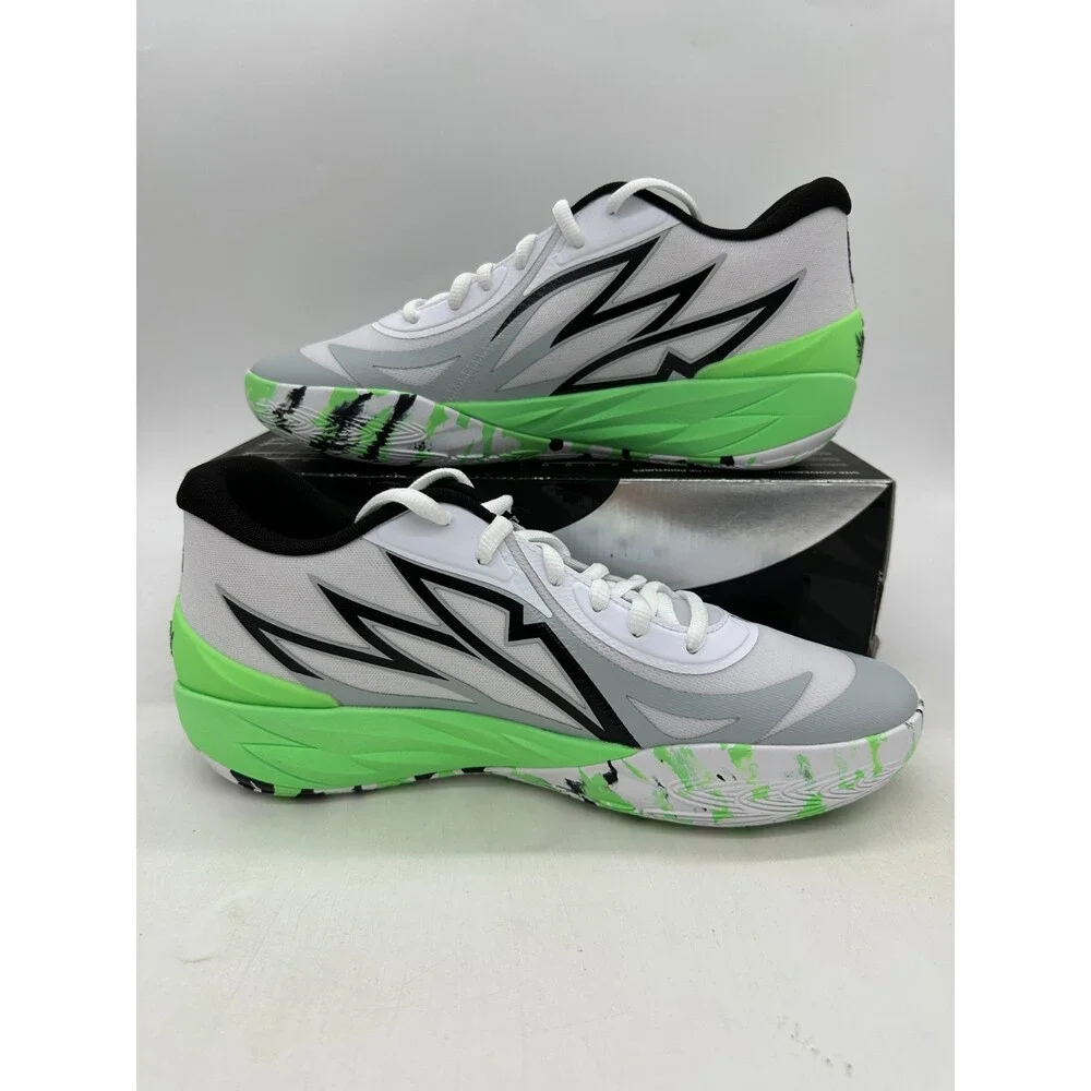 Puma MB.02 Men's Size 11.5 White Green basketball Athletic Shoes 379408 01